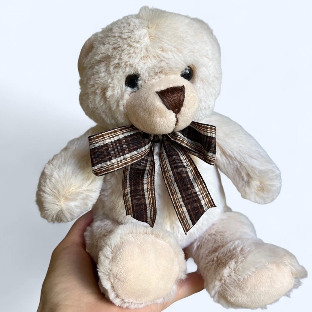 Creature Comforts Cream Brown Bow Teddy Bear Stuffed Animal